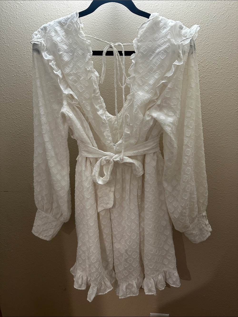 Skylar + Madison White Swiss Dot Long Sleeve Mini Dress - Picture 2 of 4